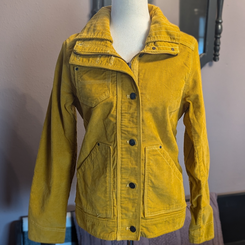 Eddie Bauer Yellow Utility Jacket with Corduroy Texture